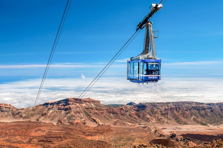 The Teide cable car above the crater floor